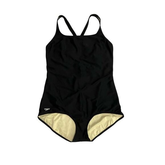 Speedo Women's Black Classic Fit One-Piece Cross Back Swimsuit SZ 22 Plus - Picture 1 of 9